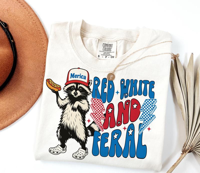 Red White And Feral Funny Raccoon T-Shirt/Sweatshirt/Hoodie
