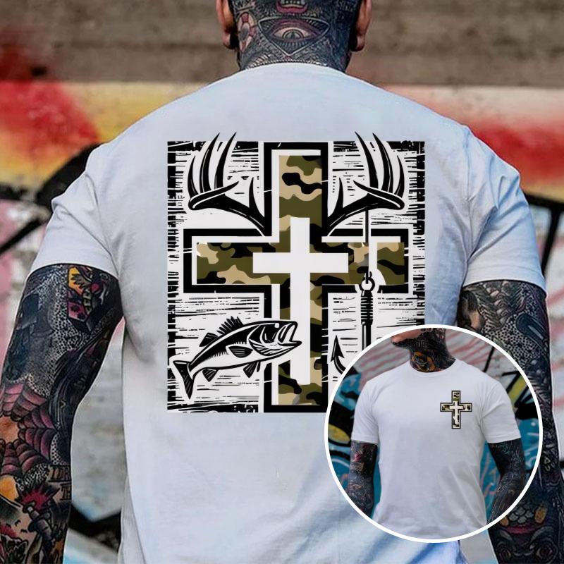 Southern Charm Fishing Camo Cross Antlers and Bass T-Shirt/Sweatshirt/Hoodie