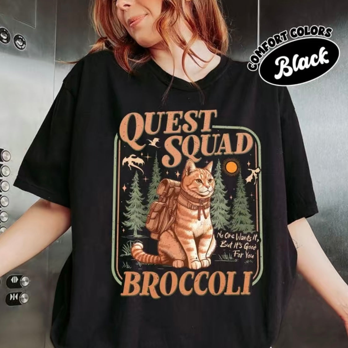 Quest Squad Broccoli Funny Cat T-Shirt/Sweatshirt/Hoodie