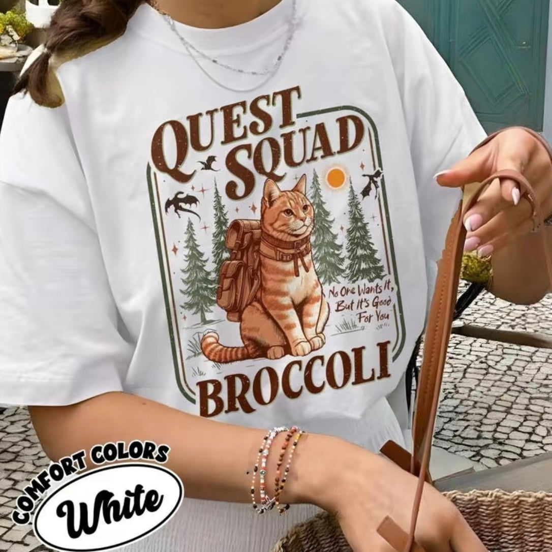 Quest Squad Broccoli Funny Cat T-Shirt/Sweatshirt/Hoodie