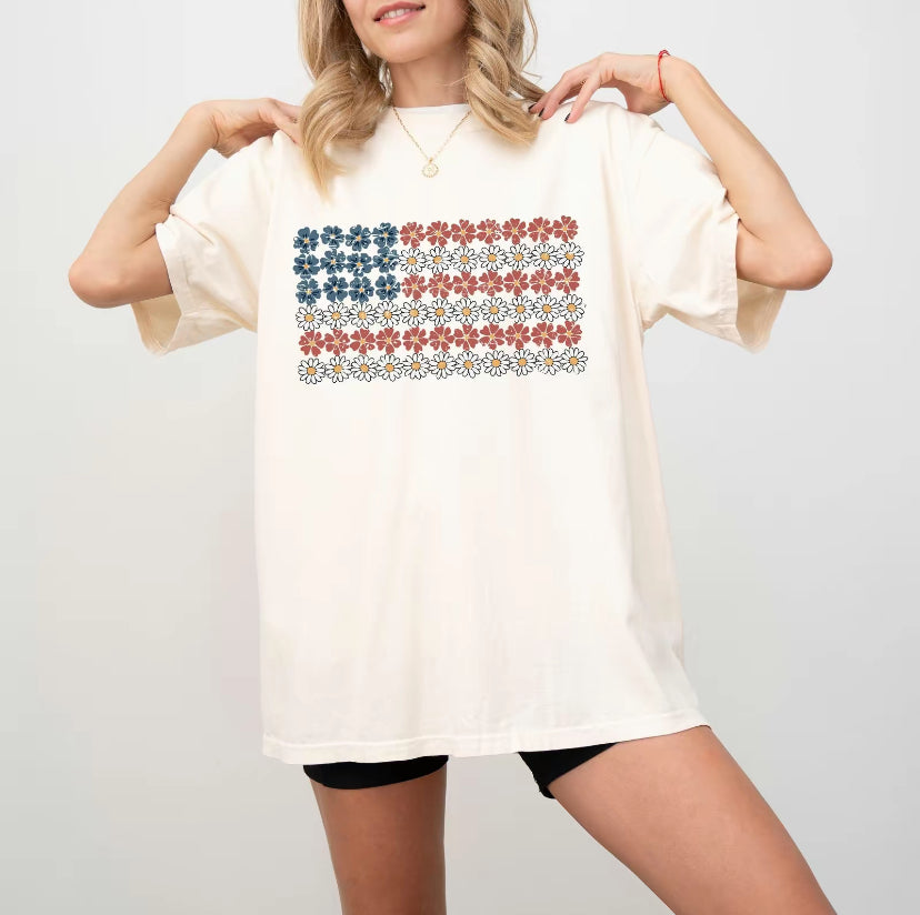 American Flag Flowers T-Shirt/Sweatshirt/Hoodie