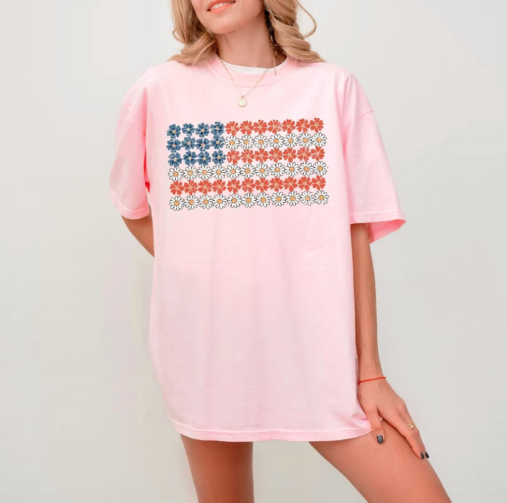 American Flag Flowers T-Shirt/Sweatshirt/Hoodie