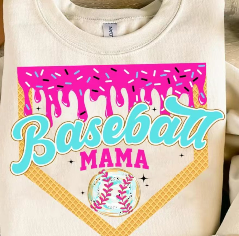 Baseball Mama Ice Cream Drip T-Shirt/Sweatshirt/Hoodie