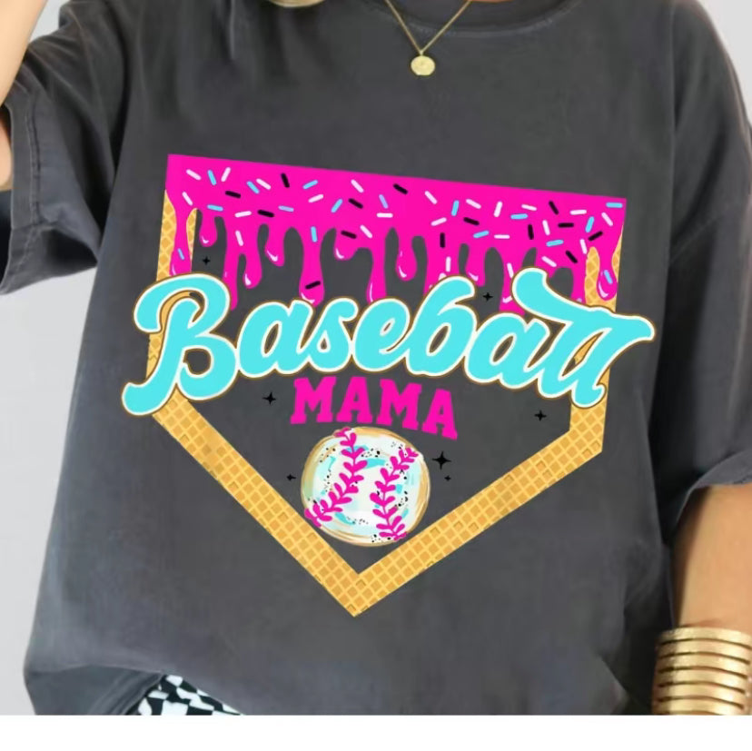 Baseball Mama Ice Cream Drip T-Shirt/Sweatshirt/Hoodie
