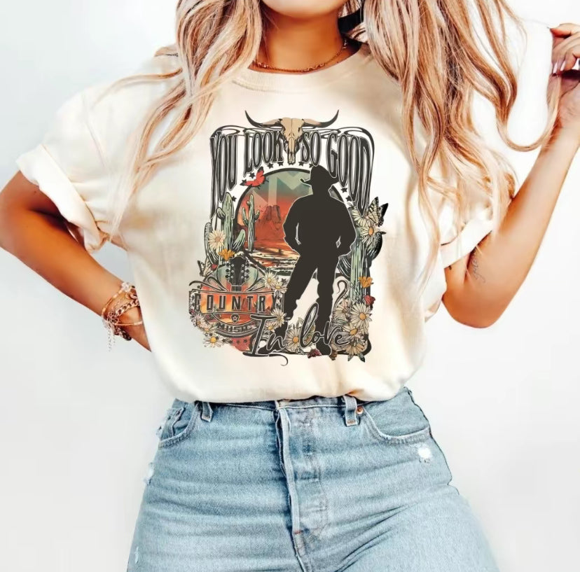 You Look So Good Country In Love Graphic Vintage T-Shirt/Sweatshirt/Hoodie