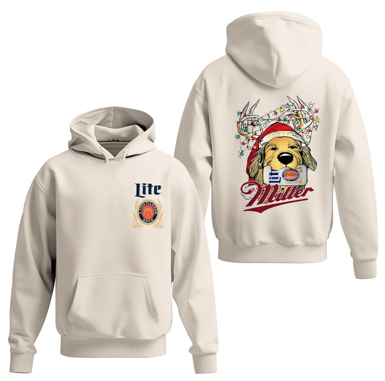 Miller Lite Dog Christmas T-Shirt/Sweatshirt/Hoodie