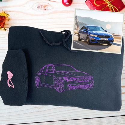 Custom Embroidered Sweatshirt, Hoodie with Photo Car