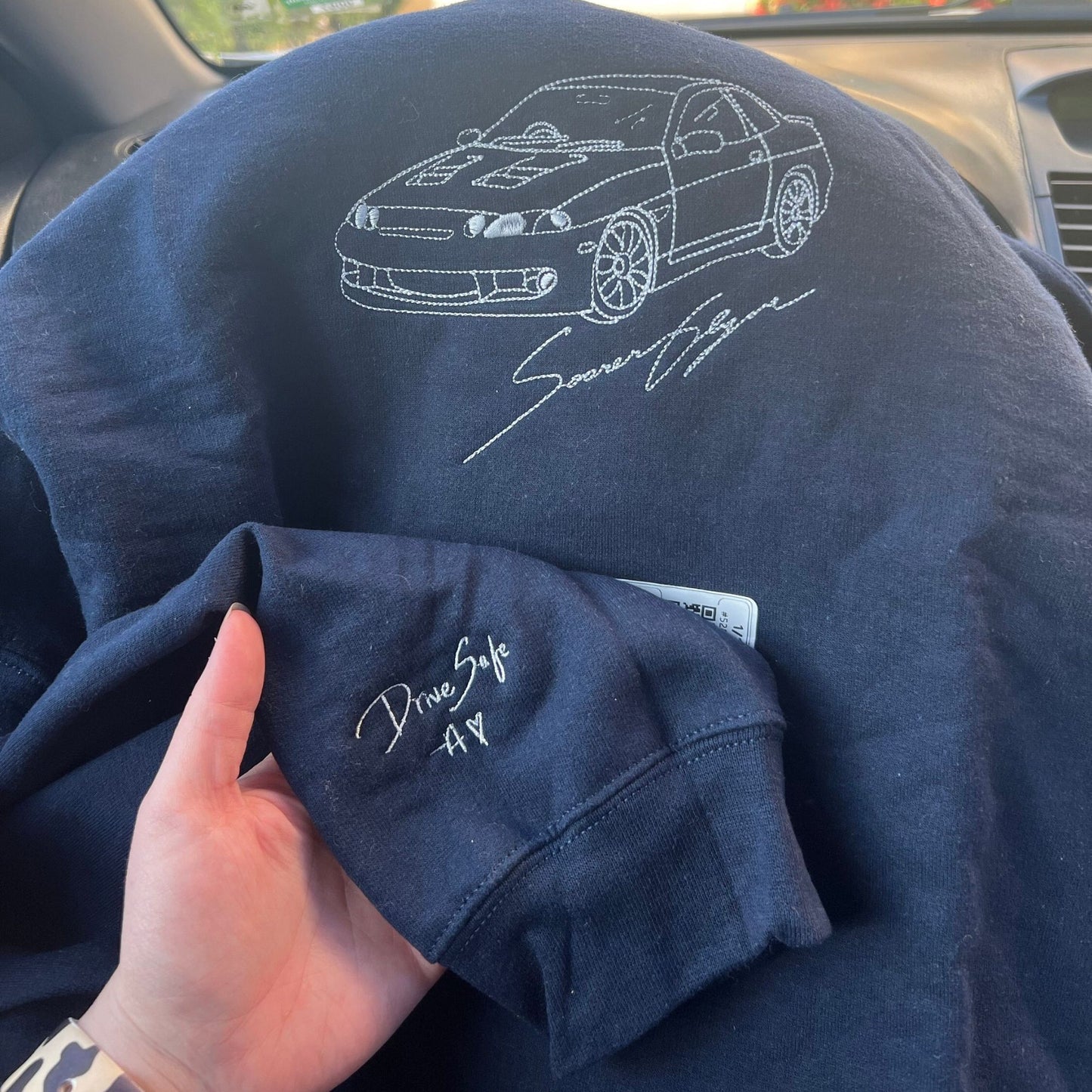 Custom Embroidered Sweatshirt, Hoodie with Photo Car