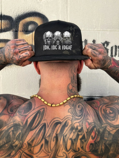 IDK IDC & IDGAF Skull Style Hat