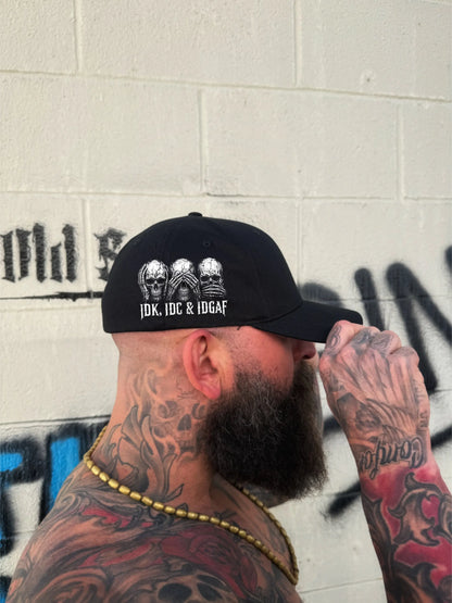 IDK IDC & IDGAF Skull Style Hat