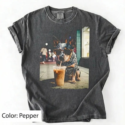 Dog Drinking Iced Coffee Meme Gift for Dog Lovers T-Shirt/Sweatshirt/Hoodie