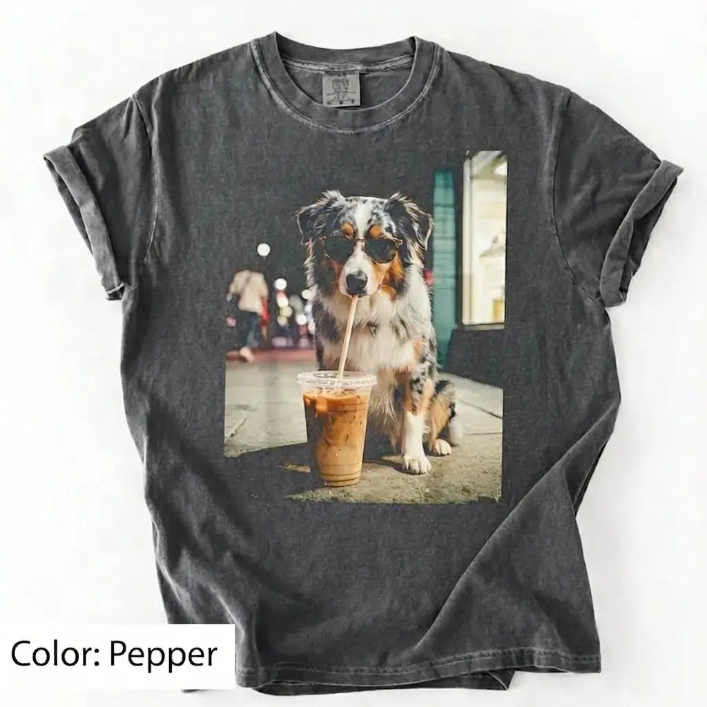 Dog Drinking Iced Coffee Meme Gift for Dog Lovers T-Shirt/Sweatshirt/Hoodie