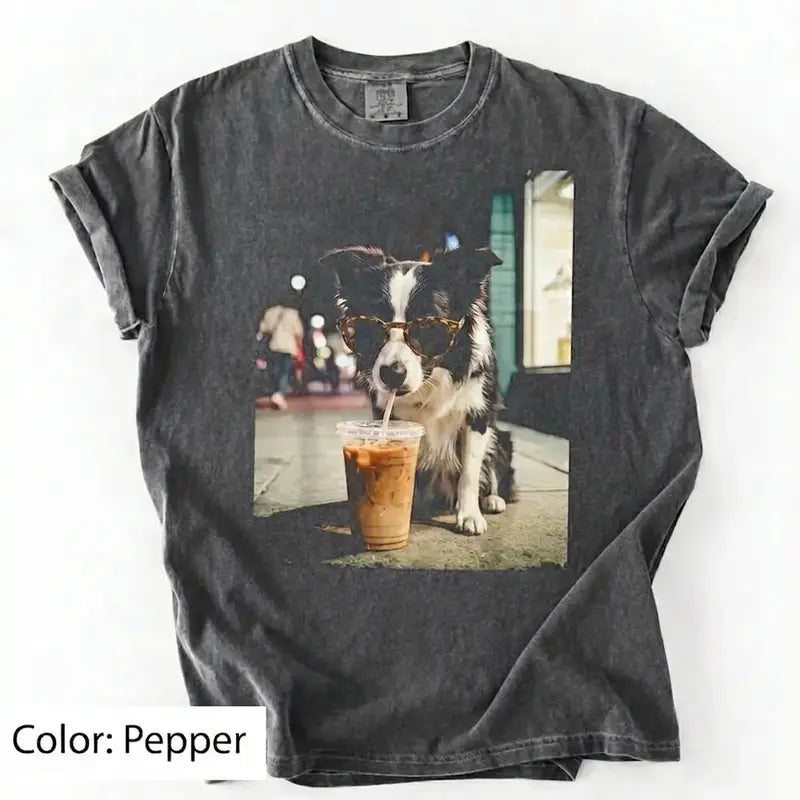 Dog Drinking Iced Coffee Meme Gift for Dog Lovers T-Shirt/Sweatshirt/Hoodie