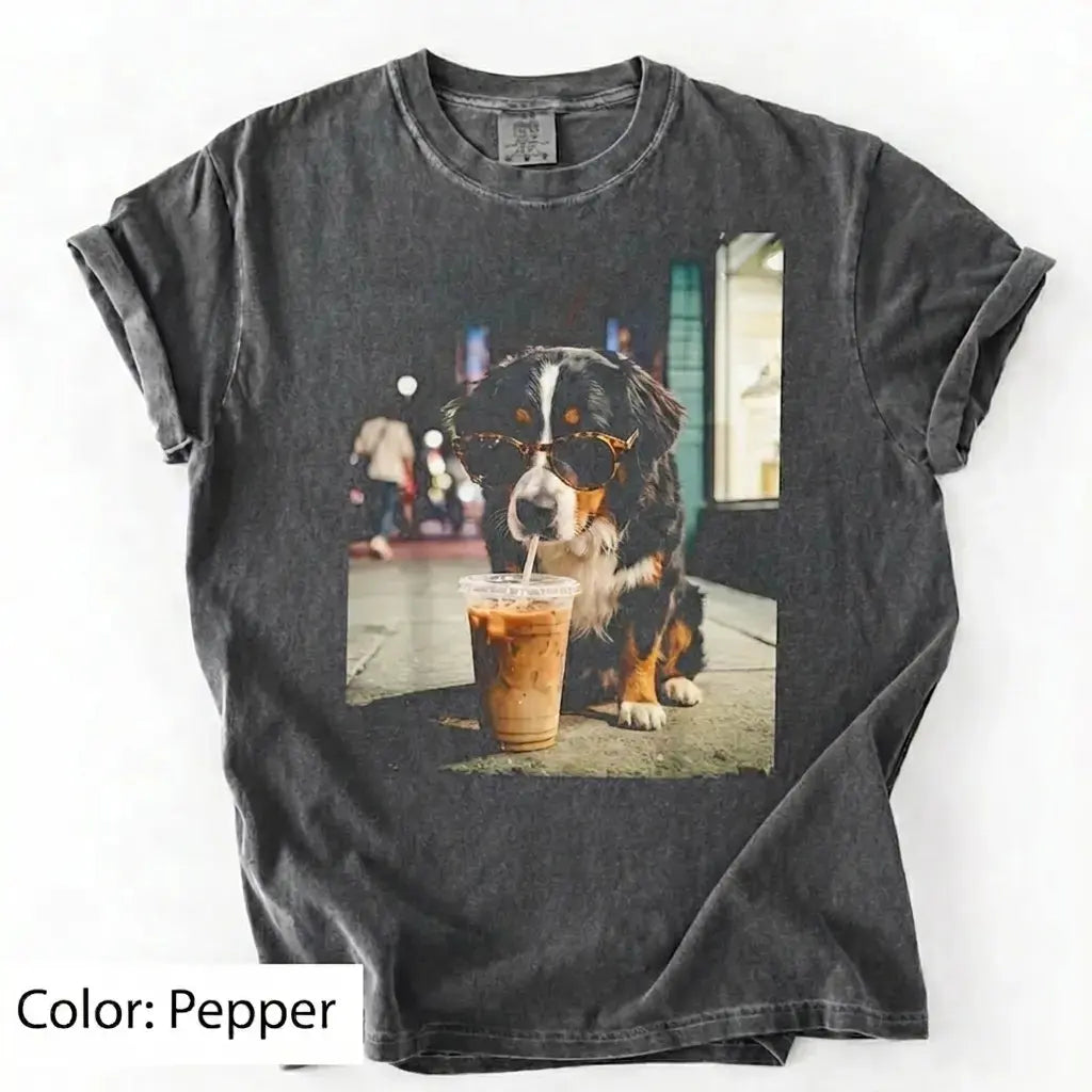 Dog Drinking Iced Coffee Meme Gift for Dog Lovers T-Shirt/Sweatshirt/Hoodie