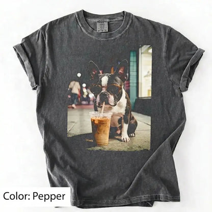 Dog Drinking Iced Coffee Meme Gift for Dog Lovers T-Shirt/Sweatshirt/Hoodie