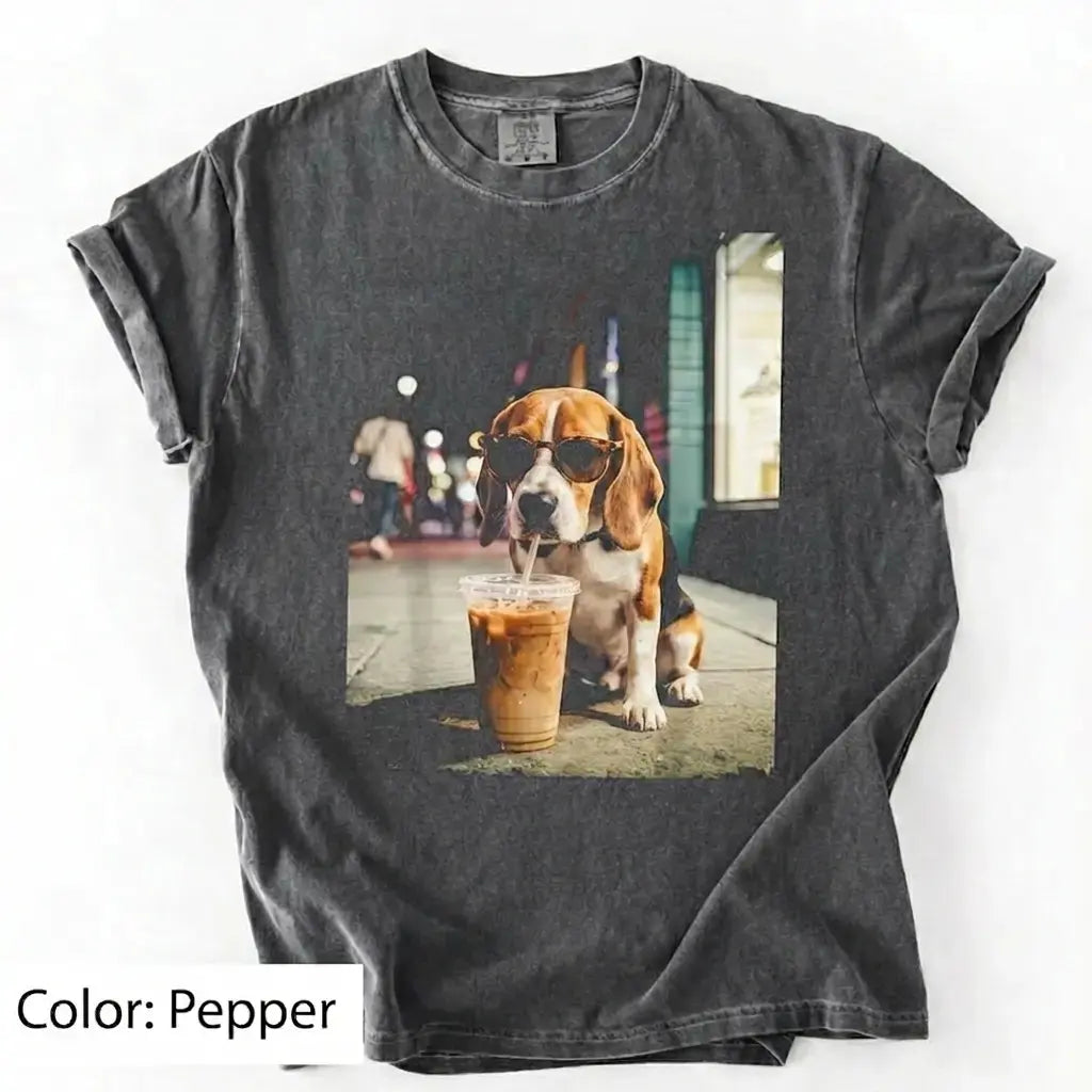 Dog Drinking Iced Coffee Meme Gift for Dog Lovers T-Shirt/Sweatshirt/Hoodie