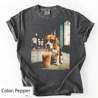 Dog Drinking Iced Coffee Meme Gift for Dog Lovers T-Shirt/Sweatshirt/Hoodie