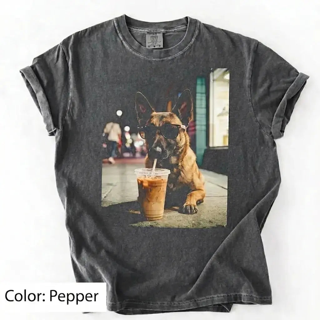 Dog Drinking Iced Coffee Meme Gift for Dog Lovers T-Shirt/Sweatshirt/Hoodie