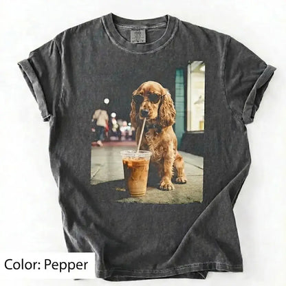Dog Drinking Iced Coffee Meme Gift for Dog Lovers T-Shirt/Sweatshirt/Hoodie