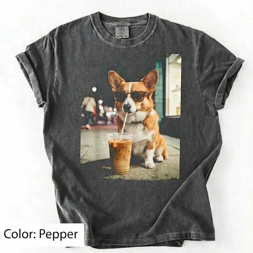 Dog Drinking Iced Coffee Meme Gift for Dog Lovers T-Shirt/Sweatshirt/Hoodie