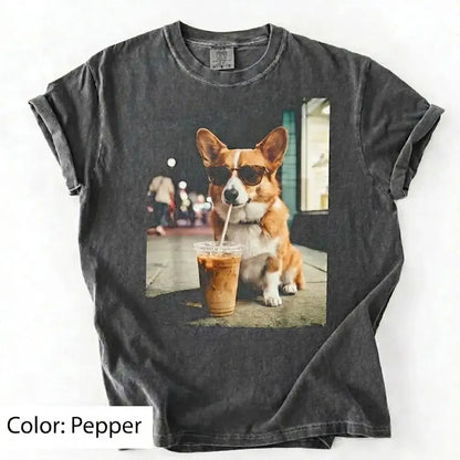 Dog Drinking Iced Coffee Meme Gift for Dog Lovers T-Shirt/Sweatshirt/Hoodie