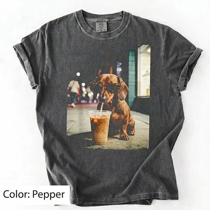 Dog Drinking Iced Coffee Meme Gift for Dog Lovers T-Shirt/Sweatshirt/Hoodie