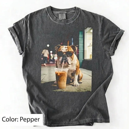 Dog Drinking Iced Coffee Meme Gift for Dog Lovers T-Shirt/Sweatshirt/Hoodie