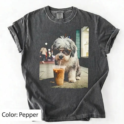 Dog Drinking Iced Coffee Meme Gift for Dog Lovers T-Shirt/Sweatshirt/Hoodie