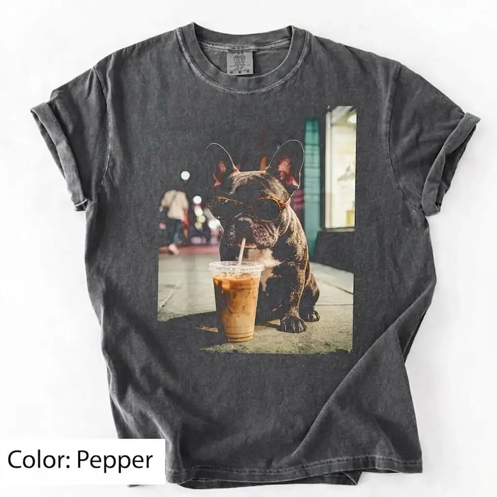 Dog Drinking Iced Coffee Meme Gift for Dog Lovers T-Shirt/Sweatshirt/Hoodie