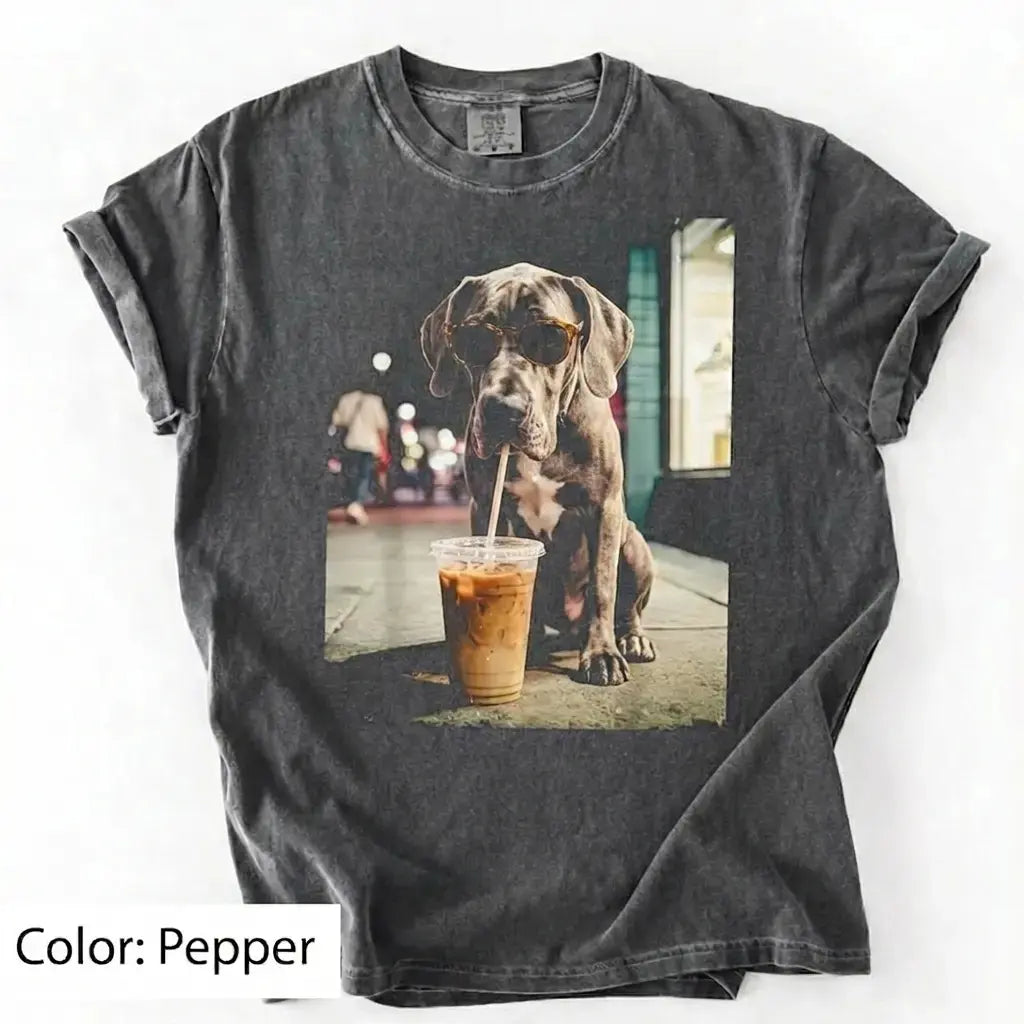Dog Drinking Iced Coffee Meme Gift for Dog Lovers T-Shirt/Sweatshirt/Hoodie
