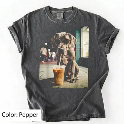 Dog Drinking Iced Coffee Meme Gift for Dog Lovers T-Shirt/Sweatshirt/Hoodie