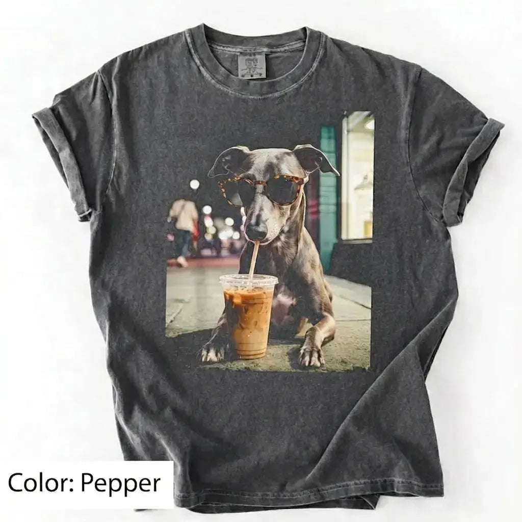Dog Drinking Iced Coffee Meme Gift for Dog Lovers T-Shirt/Sweatshirt/Hoodie