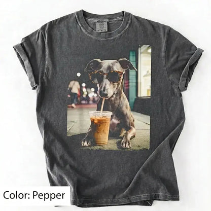 Dog Drinking Iced Coffee Meme Gift for Dog Lovers T-Shirt/Sweatshirt/Hoodie