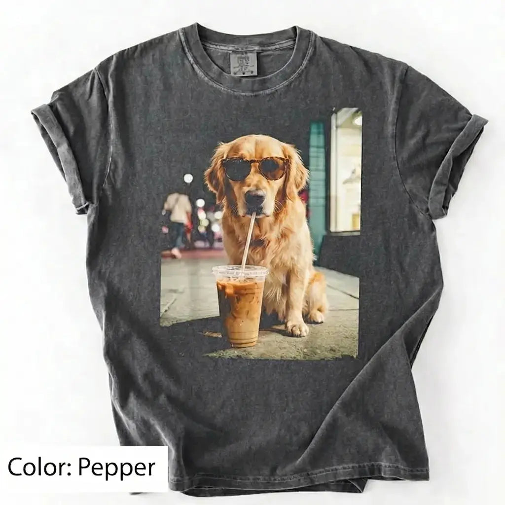 Dog Drinking Iced Coffee Meme Gift for Dog Lovers T-Shirt/Sweatshirt/Hoodie