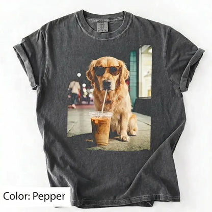 Dog Drinking Iced Coffee Meme Gift for Dog Lovers T-Shirt/Sweatshirt/Hoodie