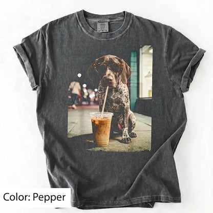 Dog Drinking Iced Coffee Meme Gift for Dog Lovers T-Shirt/Sweatshirt/Hoodie