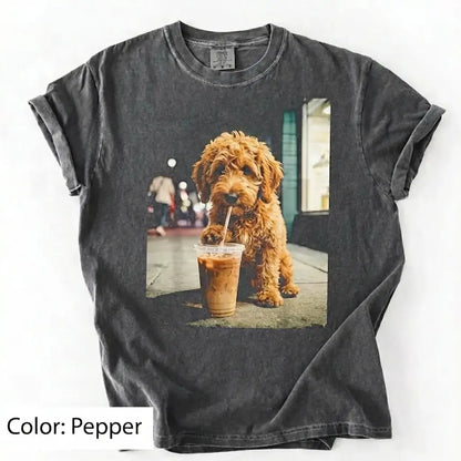 Dog Drinking Iced Coffee Meme Gift for Dog Lovers T-Shirt/Sweatshirt/Hoodie