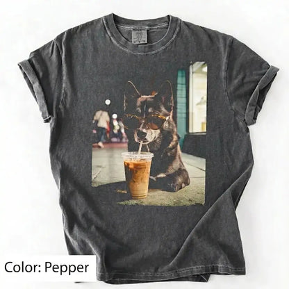 Dog Drinking Iced Coffee Meme Gift for Dog Lovers T-Shirt/Sweatshirt/Hoodie