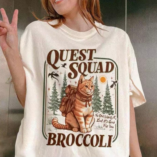 Quest Squad Broccoli Funny Cat T-Shirt/Sweatshirt/Hoodie