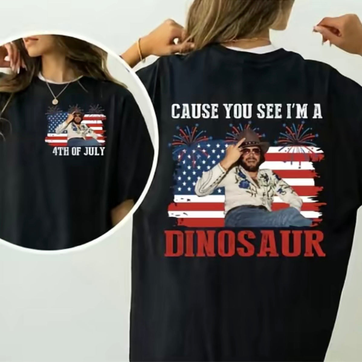 Dinosaur Hank Williams Country Music T-Shirt/Sweatshirt/Hoodie