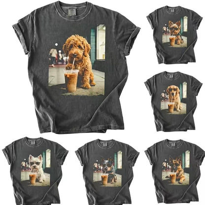 Dog Drinking Iced Coffee Meme Gift for Dog Lovers T-Shirt/Sweatshirt/Hoodie