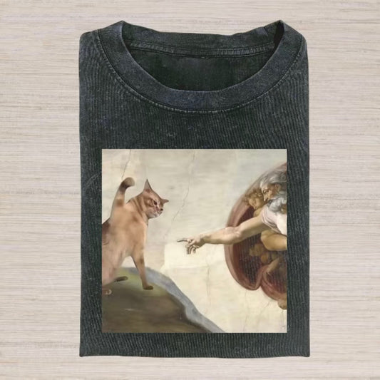 Cat Painting Meme Cringe Retro Funny Vintage T-Shirt/Sweatshirt/Hoodie