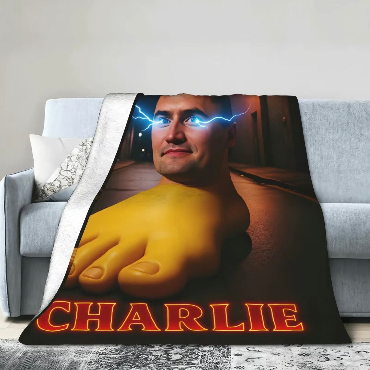 Charlie Kirk Giant Foot Funny Blanket
