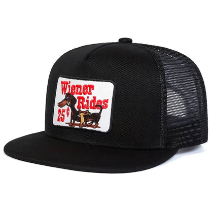 Wiener Rides Dog Letter Embroidered Hat