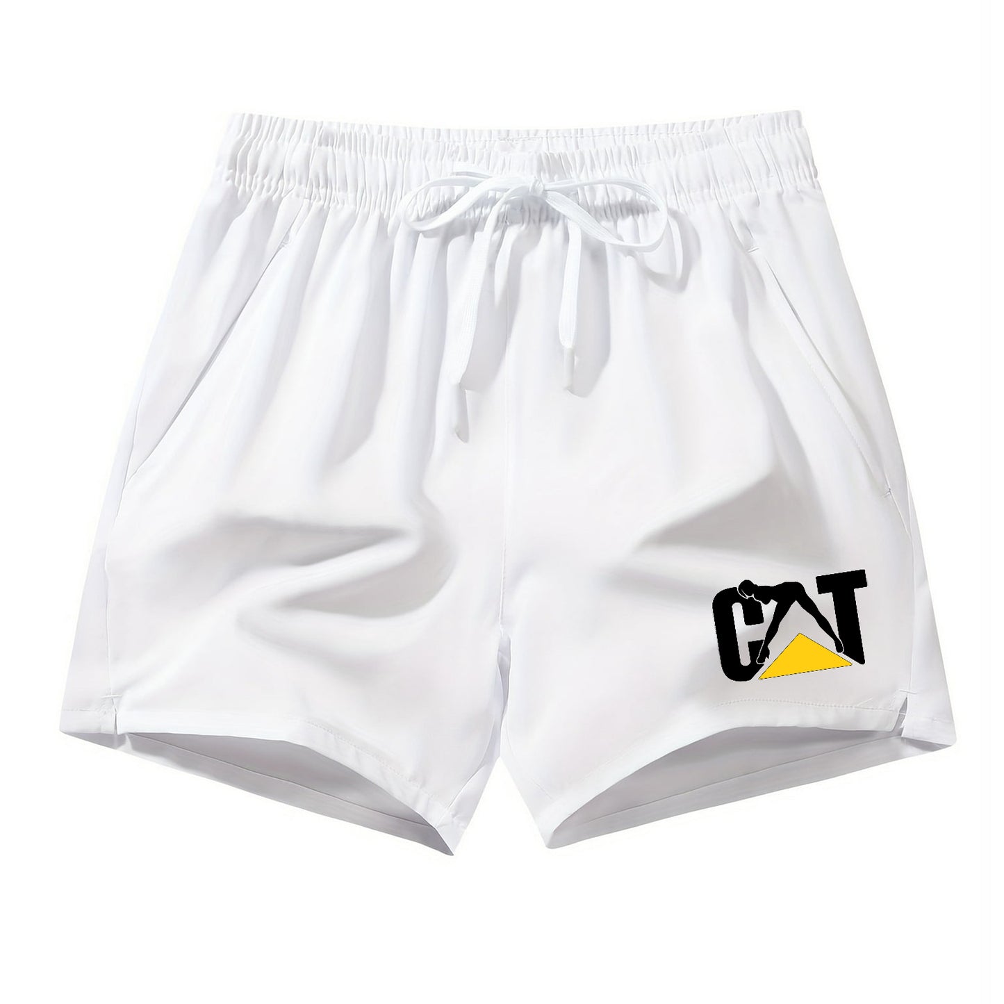Cat With Woman Drawstring Waist Shorts