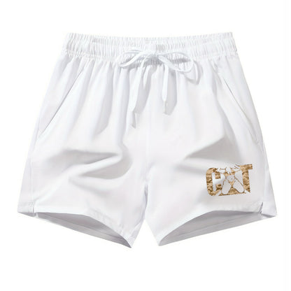 Cat With Woman Drawstring Waist Shorts