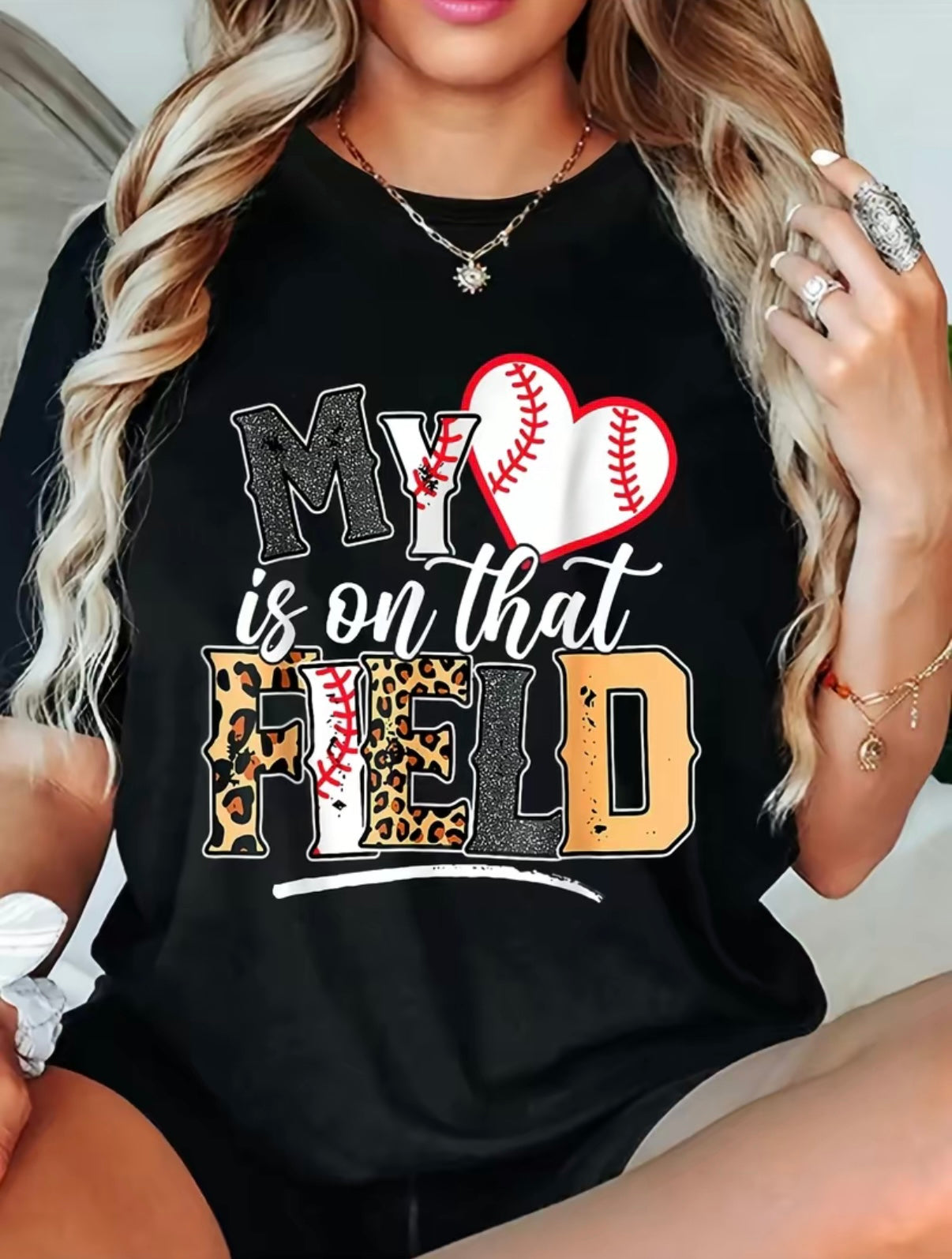 My Heart Is On That Field Mother's Day Baseball Mom T-Shirt/Sweatshirt/Hoodie
