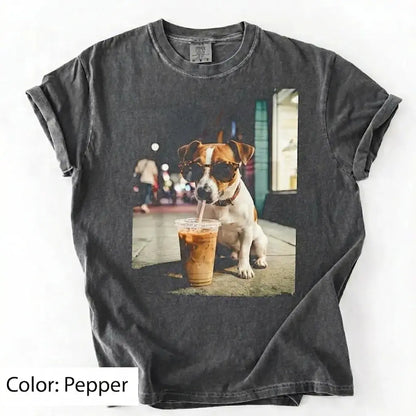 Dog Drinking Iced Coffee Meme Gift for Dog Lovers T-Shirt/Sweatshirt/Hoodie