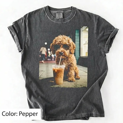 Dog Drinking Iced Coffee Meme Gift for Dog Lovers T-Shirt/Sweatshirt/Hoodie