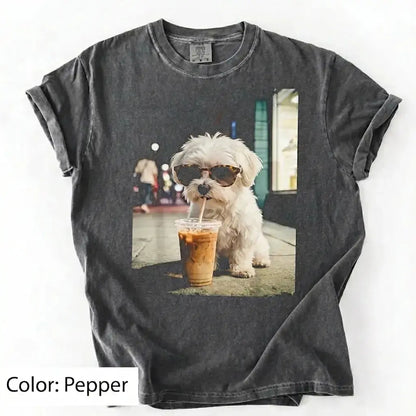 Dog Drinking Iced Coffee Meme Gift for Dog Lovers T-Shirt/Sweatshirt/Hoodie